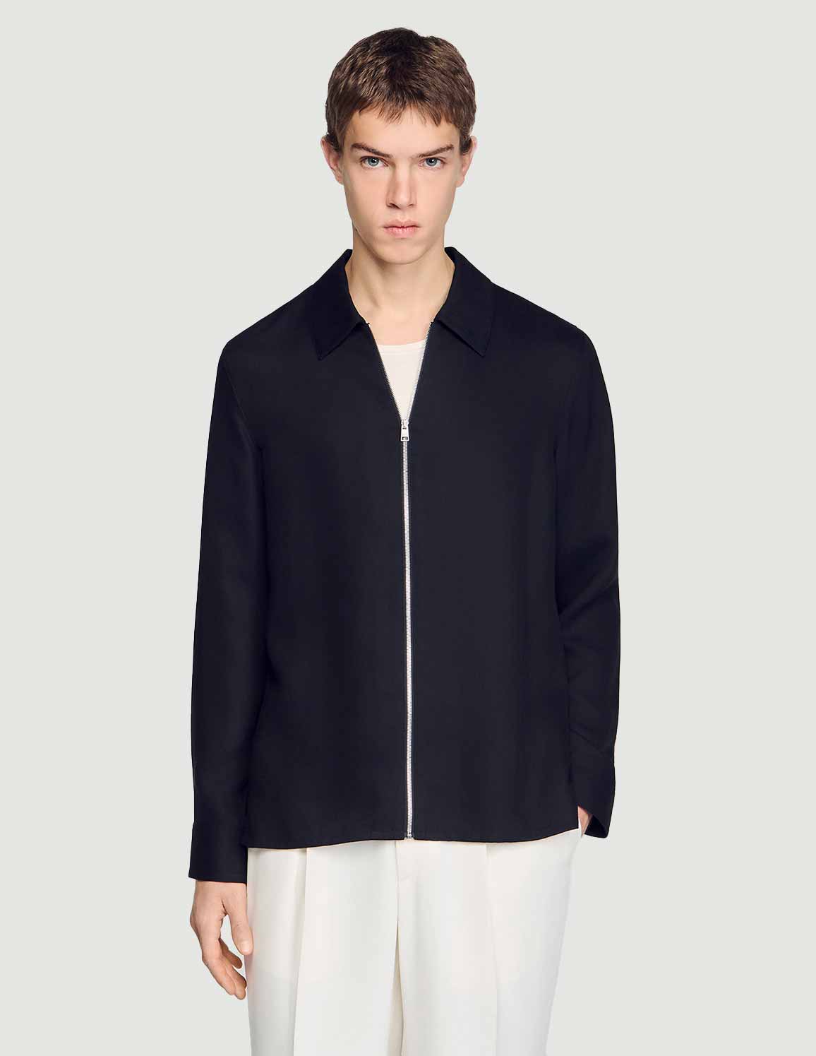 HOODED SHIRT WITH REGULAR COLLAR – SANDRO Egypt HOODED SHIRT WITH REGULAR COLLAR – SANDRO Egypt
