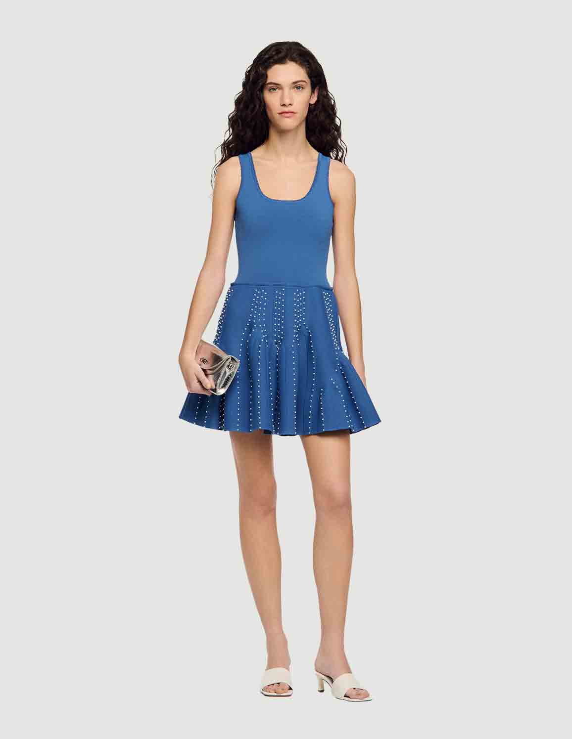 sandro blue dress Beaded knit maxi dress blue For Women
