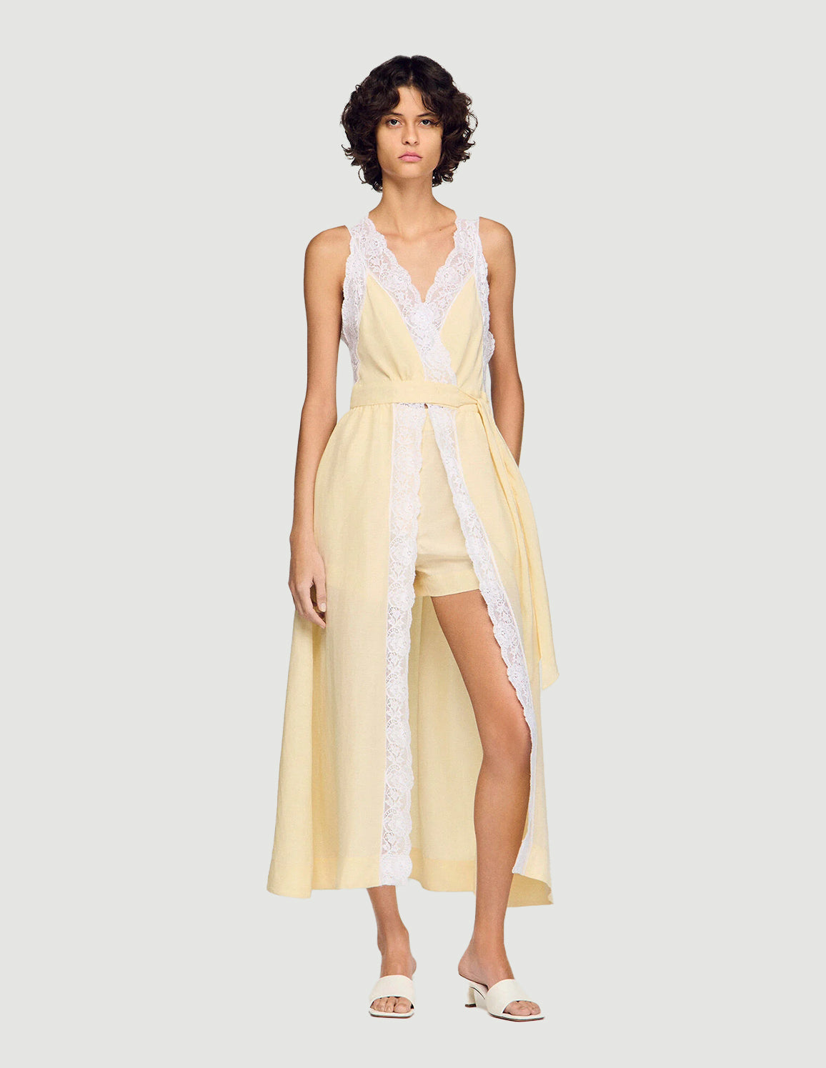 TRIMMED LINEN MAXI DRESS – SANDRO Egypt