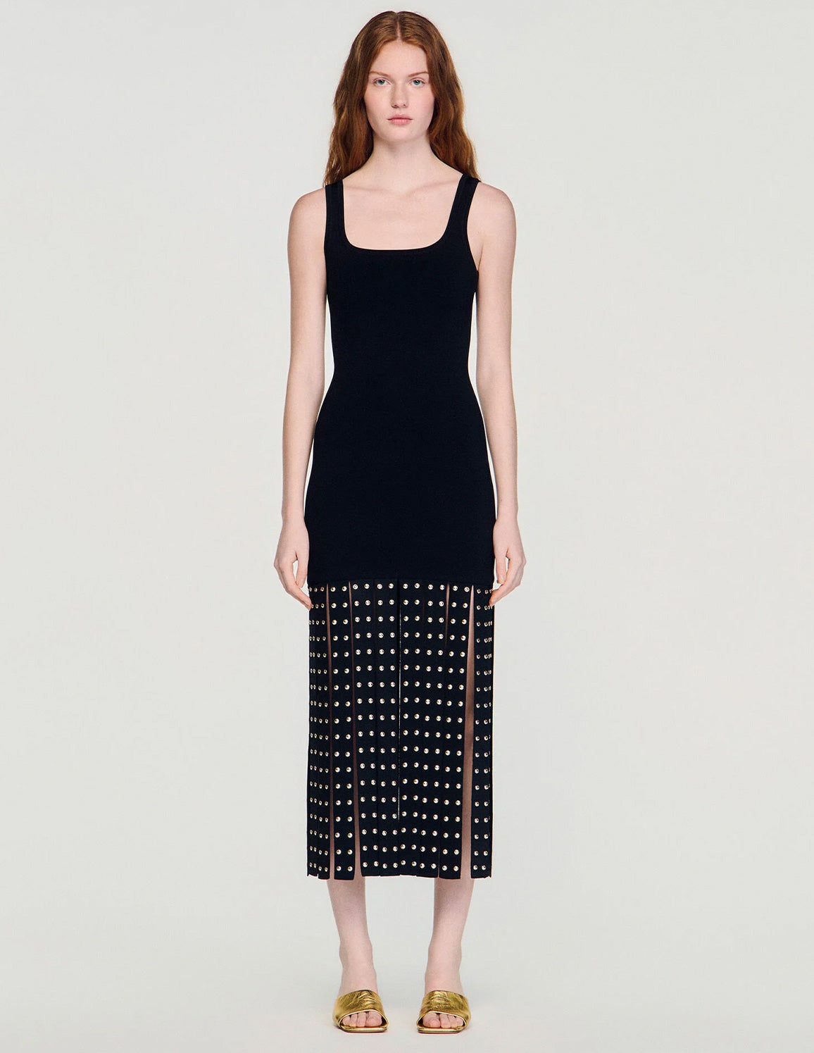FRINGED KNIT MAXI DRESS SANDRO Egypt FRINGED KNIT MAXI DRESS SANDRO Egypt