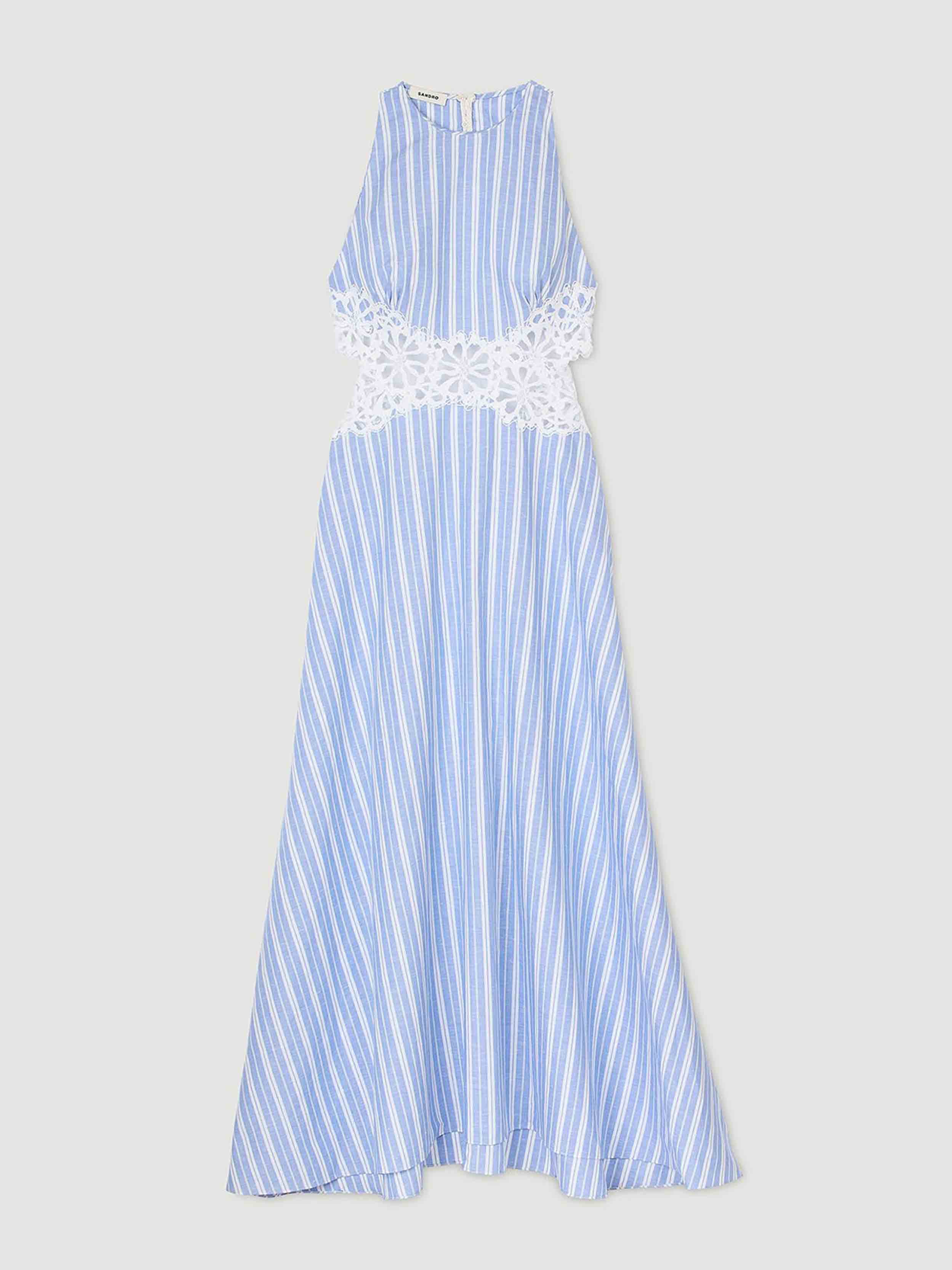 Striped Maxi Dress With Lace – SANDRO Egypt