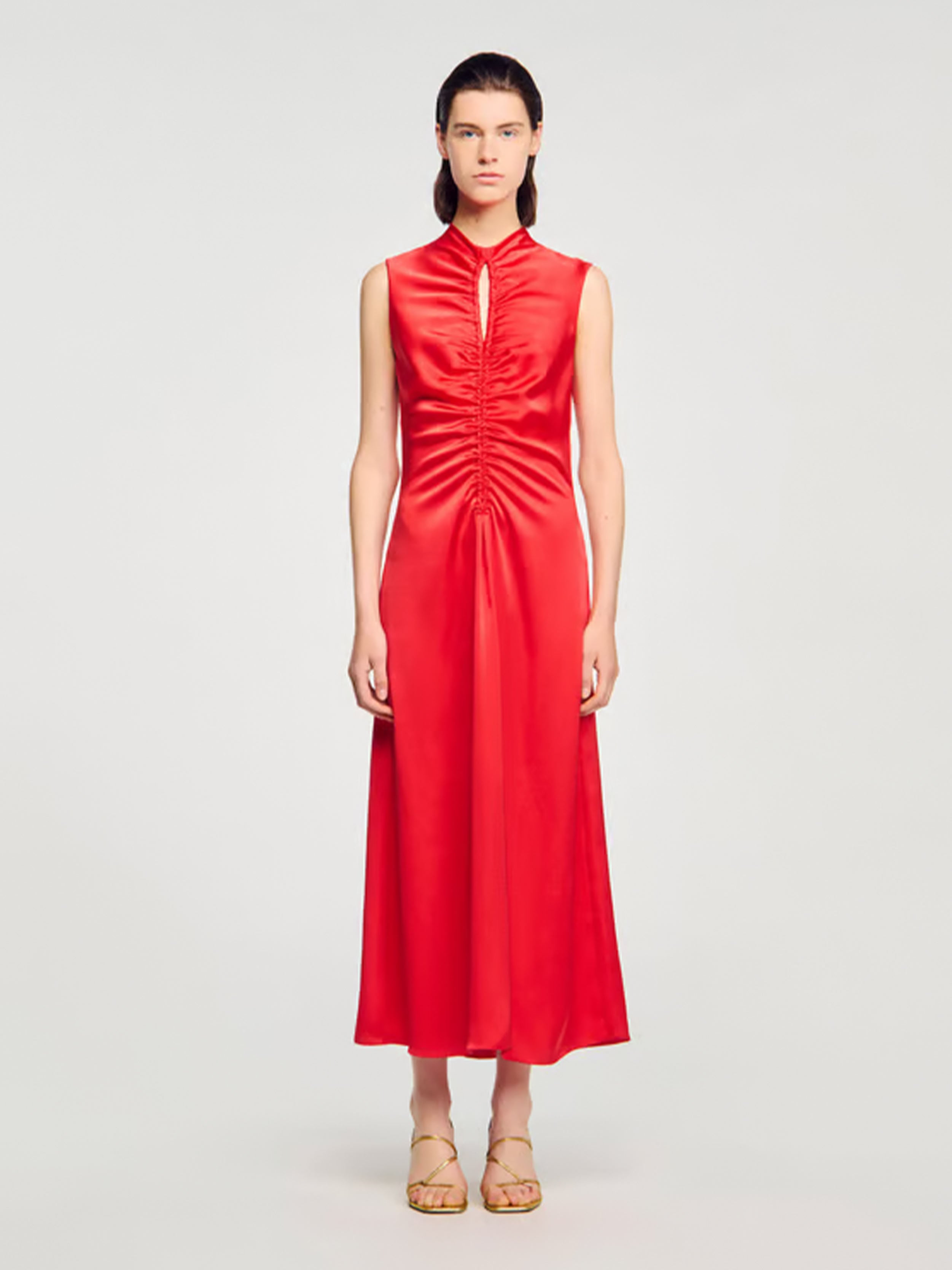 DRAPED SATIN-EFFECT DRESS – SANDRO Egypt