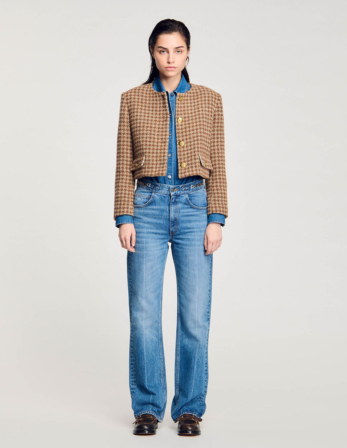 SHORT CHECKED JACKET – SANDRO Egypt